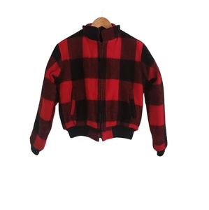 Black and red plaid warm cropped jacket size small